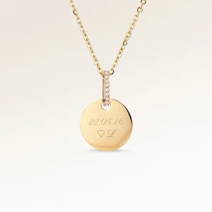 Cirkel Halsband med Zirconia - Gravyr (Guld)