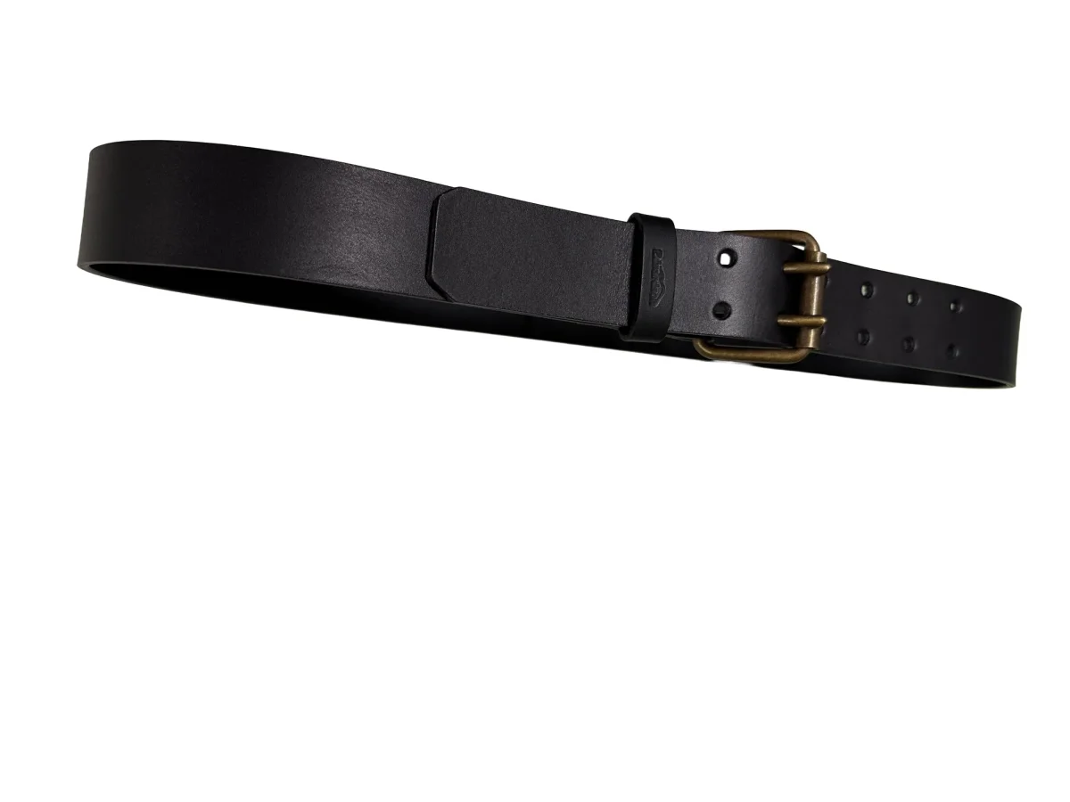 Svart läderbälte dubbeldorn 39 mm - Edvardson - Bild 2