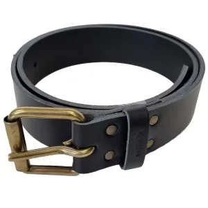 Svart läderbälte enkeldorn, 39 mm - Edvardson