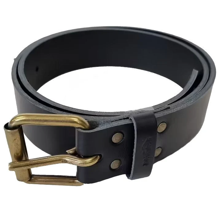 Svart läderbälte enkeldorn, 39 mm - Edvardson