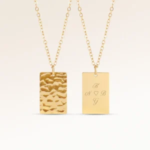 Ocean Waves Fyrkantigt Halsband - Gravyr (Guld)