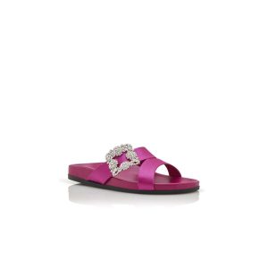 CHILANGHI Mörkfuchsia satinmules med spänne