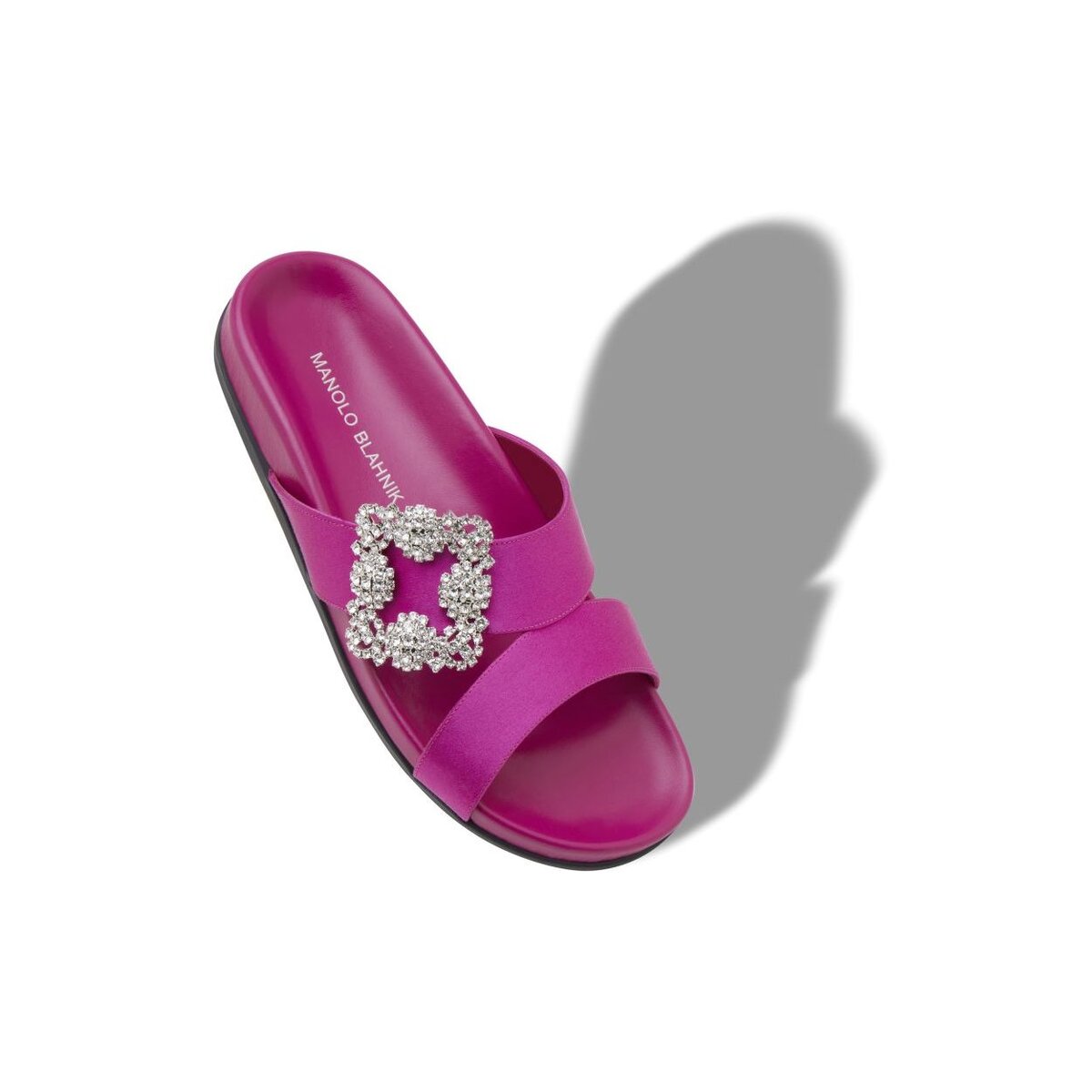 CHILANGHI Mörkfuchsia satinmules med spänne - Bild 3