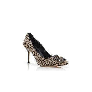 Hangisi 90 Pumps i kalvskinn med djurmönster och spännen