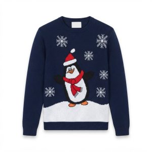 Marinblå julsweatshirt med pingvin