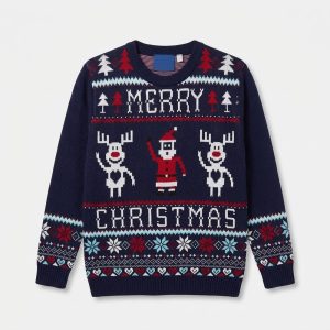Mörkblå julmössa för par Merry Christmas