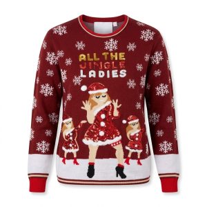 Julgran-tröja för par Jingle Ladies med paljetter