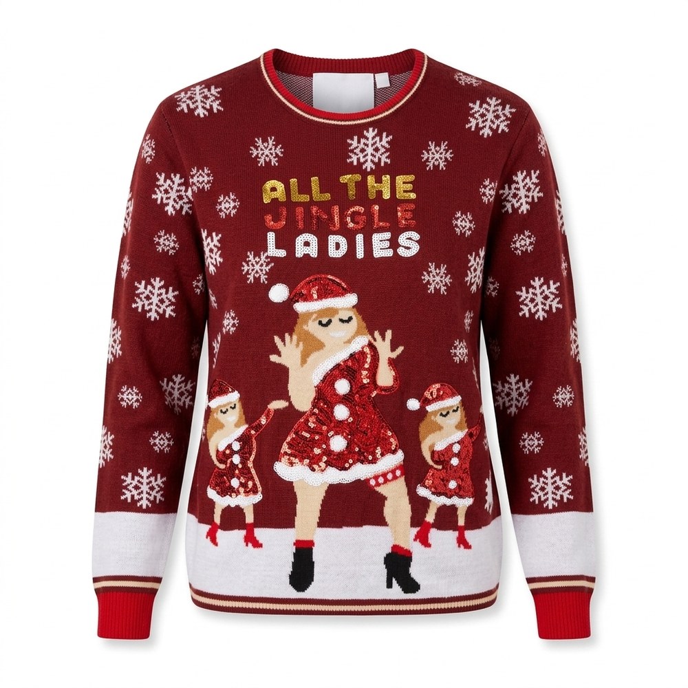 Julgran-tröja för par Jingle Ladies med paljetter