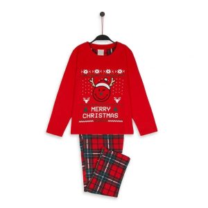 Julpyjamas för flicka röd smile