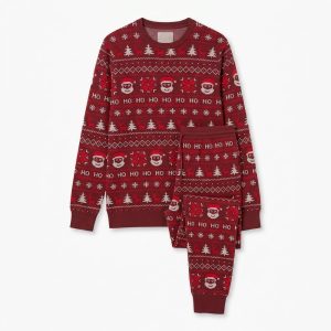 Julpyjamas unisex för vuxna röd ho ho ho
