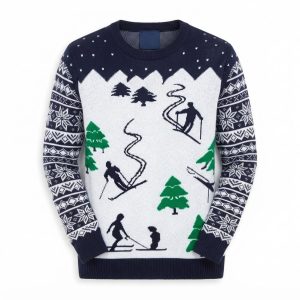 Julsweatshirt skidbacke och skidåkare