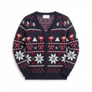 Julgenser cardigan för man blå med polarstjärnor