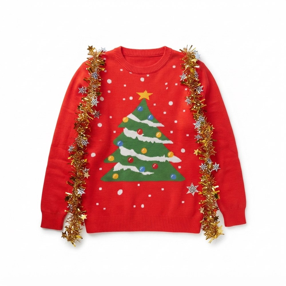 Röd julgran-tröja för kvinnor