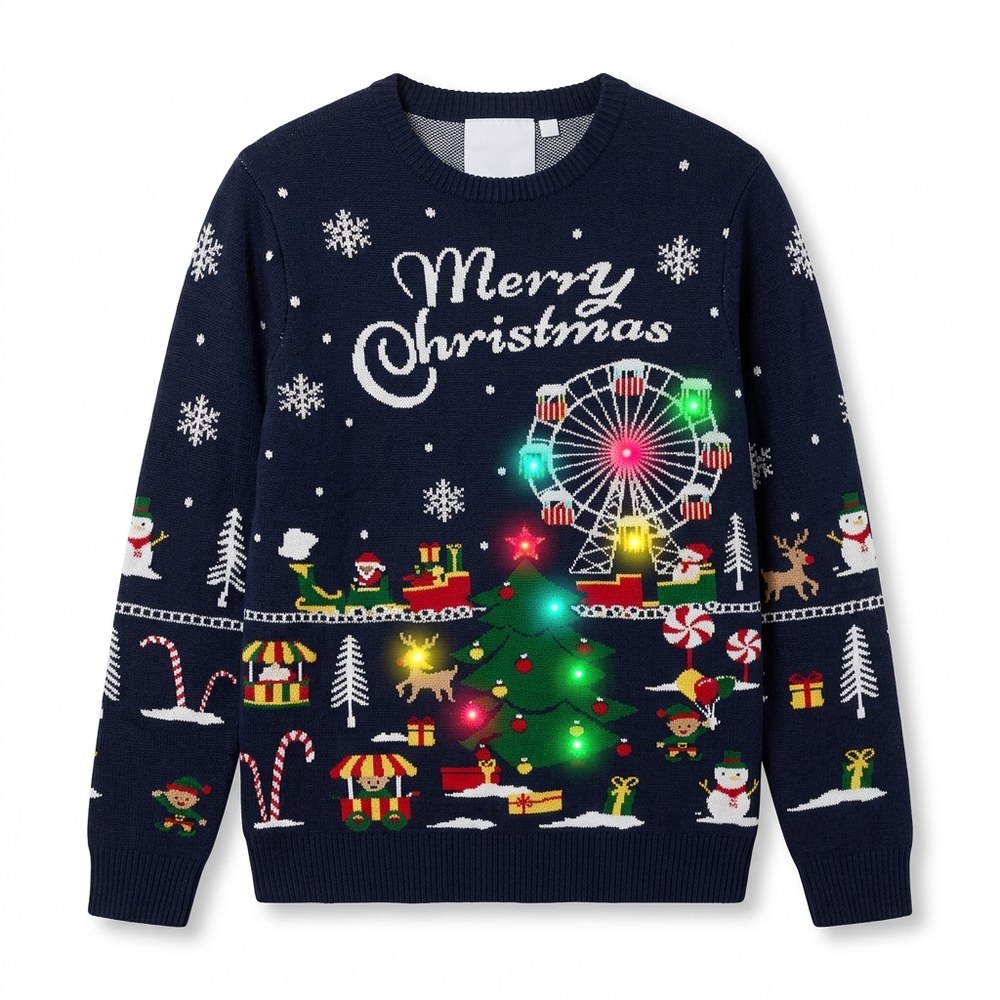 Julpullover för par lysande LED julmarknad