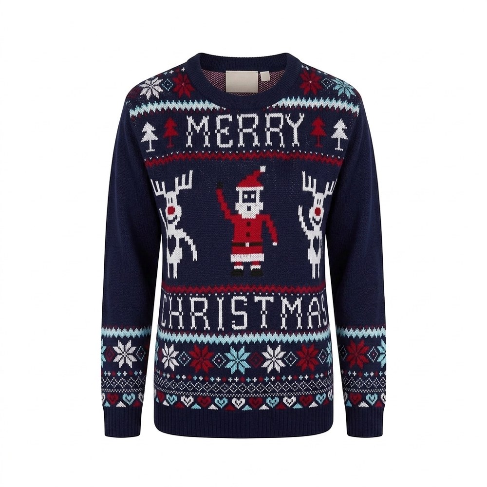 Jultröja för familjen med renkalvar och Julemanden Merry Christmas - Bild 2