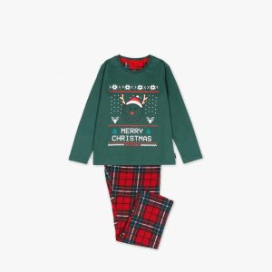 Julpyjamas för pojke grön smile