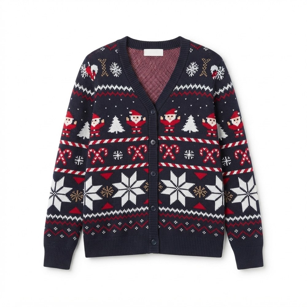 Julgenser cardigan för par blå med polarstjärnor - Bild 2