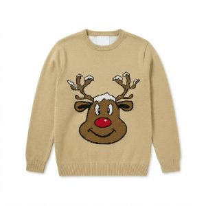 Beige jultröja med leende ren