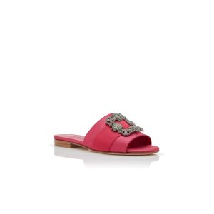 Martamod Rosa platta sandaler i satin med spänne