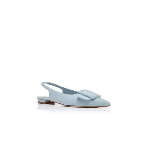 MAYLURA Ljusblå slingback-pumps i mocka med spänne
