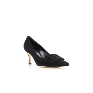 Maysalepump 70 Svarta pumps i mocka med spänne