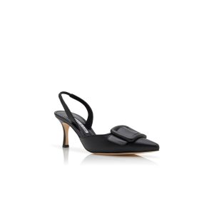 MAYSLI Svarta pumps i nappaläder med hälrem
