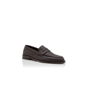 PERRY Mörkbruna pennyloafers i kalvskinn