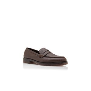RANDY Mörkbruna pennyloafers i kalvskinn