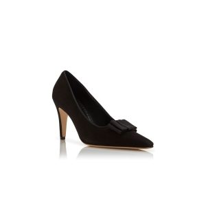 READORHI Svarta pumps i mocka med rosettdetaljer