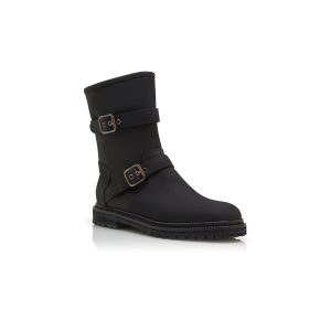 SULALTROSA Svarta ankelstövlar i nubuck med dubbla spännen