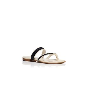 SUSARA Krämfärgade platta sandaler i raffia