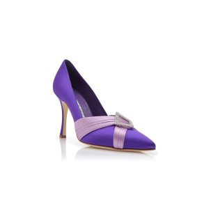 VIERAPUMP Lila Pumps i satin med veckade detaljer