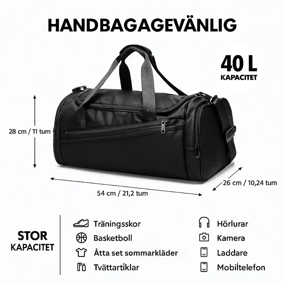 Rymlig Gymväska - Duffelbag |40L - Bild 5